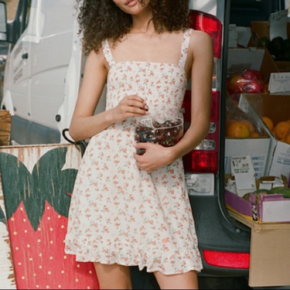Abercrombie Peach Print Smocked Mini Dress